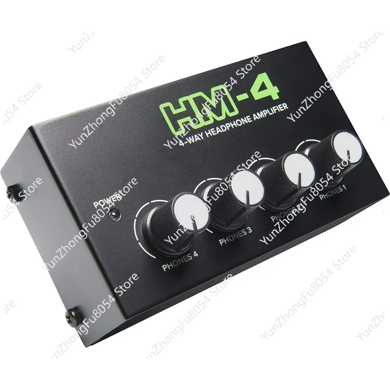 Mini amplificador de auriculares portátil con audio, vídeo y iluminación profesional con conexión para auriculares 1 en 4 salidas y 4