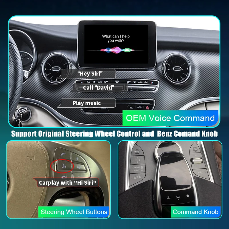 Wireless CarPlay for Mercedes Benz V-Class W447 2014-2018 Vito Viano, with Android Auto Mirror Link AirPlay Car Play Functions