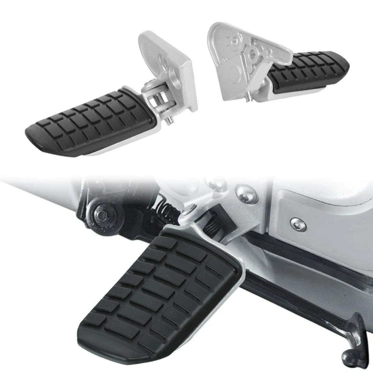 Left Right Driver Footpegs Support Bracket Rubber For Honda Goldwing GL1800 2001-2010 2012-2017 Motorcycle Main Step BRKT Silver