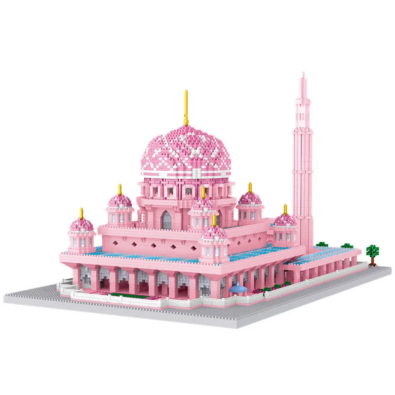 

Lezi 8188 World Famous Architecture Pink Mosque Building Blocks Castle Church Palace Mini Diamond Bricks Toys for Children Gifts