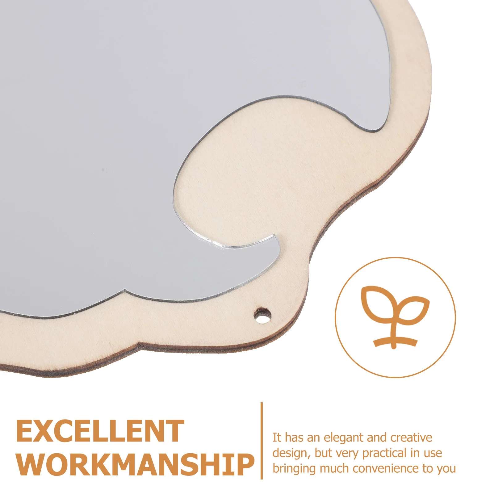 

Ice Cream Shaped Mirror Creative Wooden Dressing Table Decor Khaki Portable Outdoor Clear Compact Chic Photo Prop