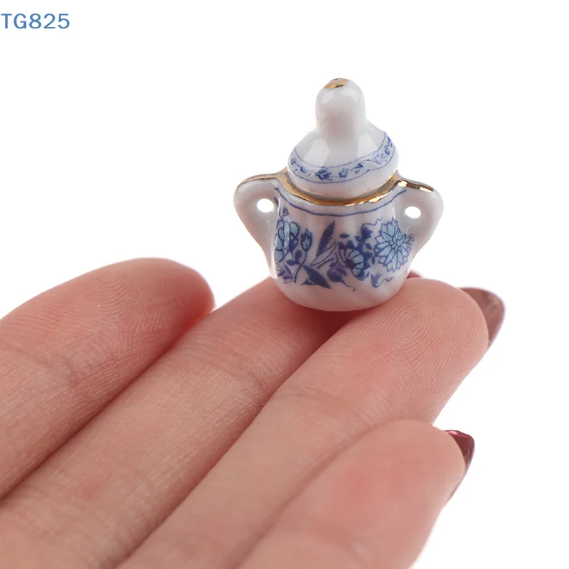 

【AN】【NH】15Pcs 1:12 Dollhouse Miniature Tableware Porcelain Ceramic Tea Cup Set