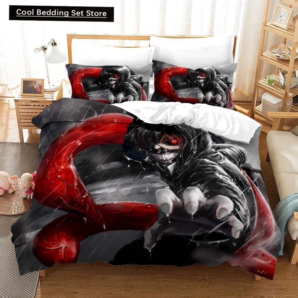 3D Printed Cartoons Tokyo Ghoul Kaneki Ken Bedding Set Duvet Cover Double Twin Full Queen King Adult Kids Bedclothes Quilt Cover