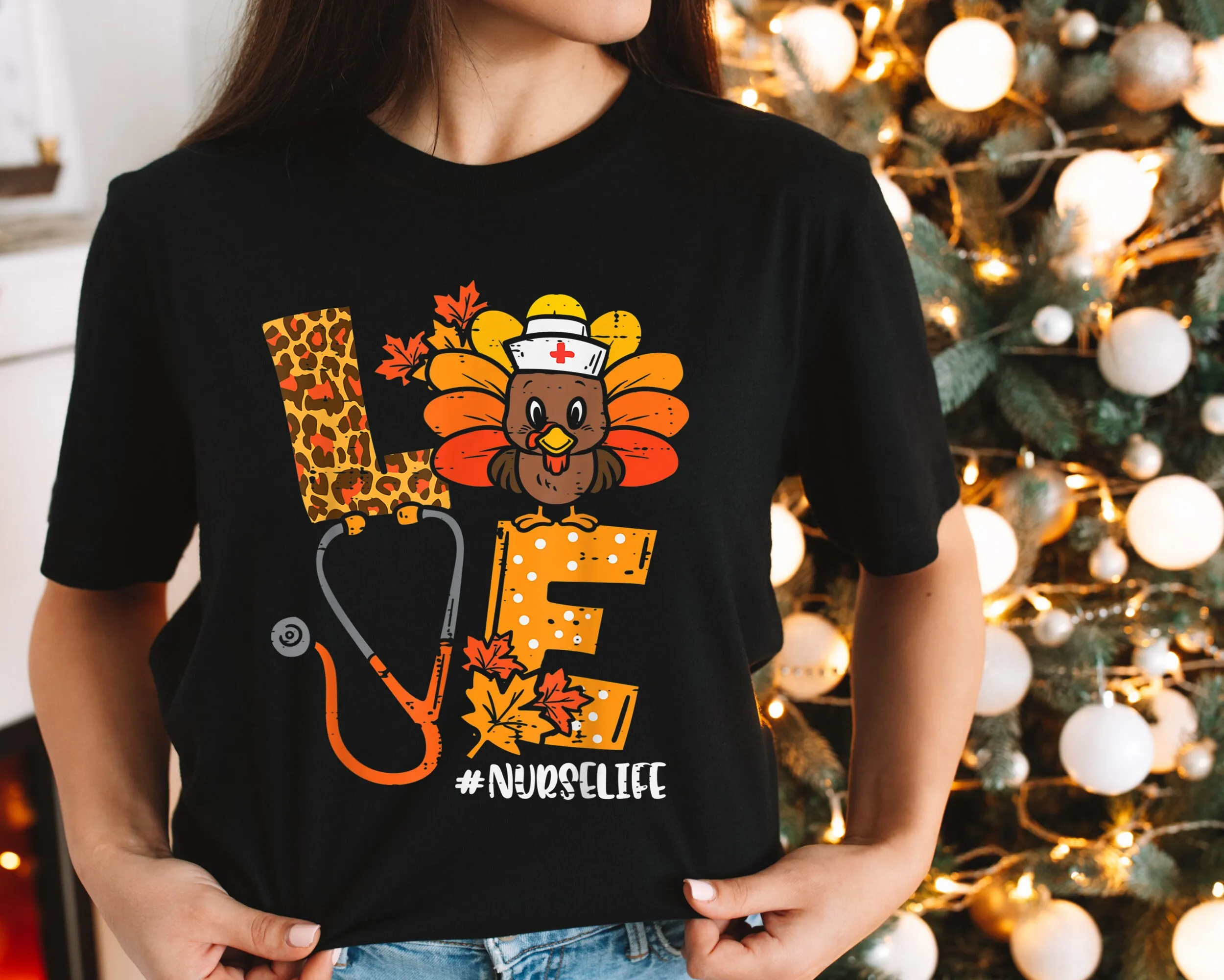 

Nurse Leopard Turkey T Shirt Thanksgiving Thankful Funny Pumpkin