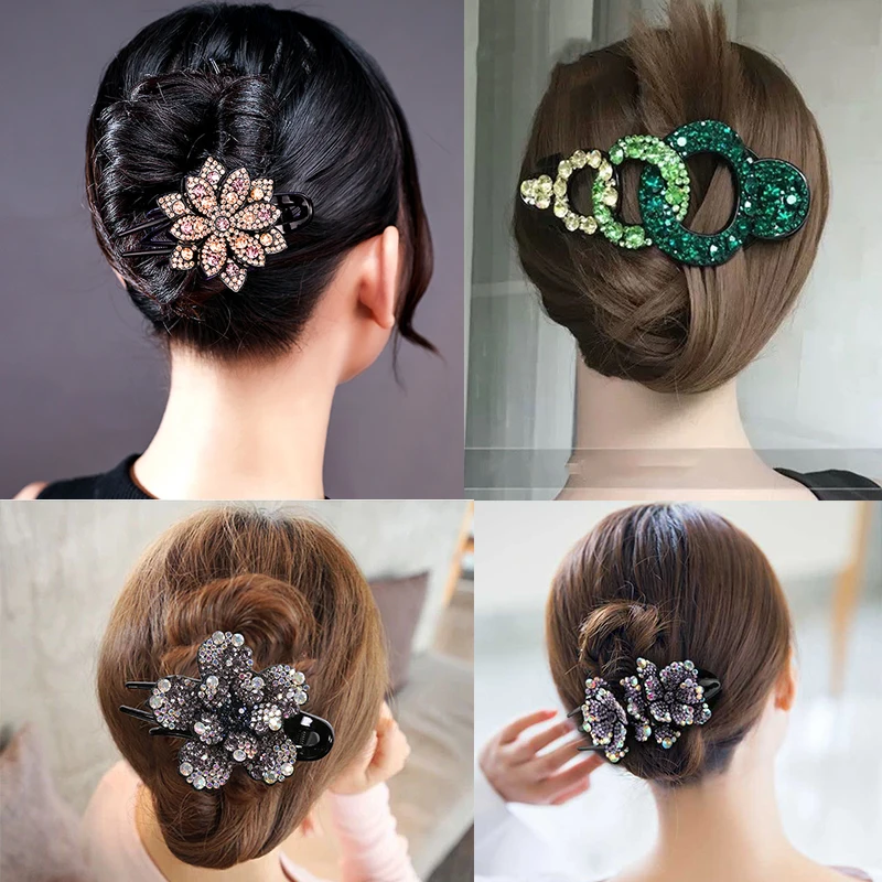 1pcs Rhinestone Hairpin Flower Butterfly Duckbill Hair Claws Retro Hair Clips for Women Shinning Ponytail Headwear Accessories