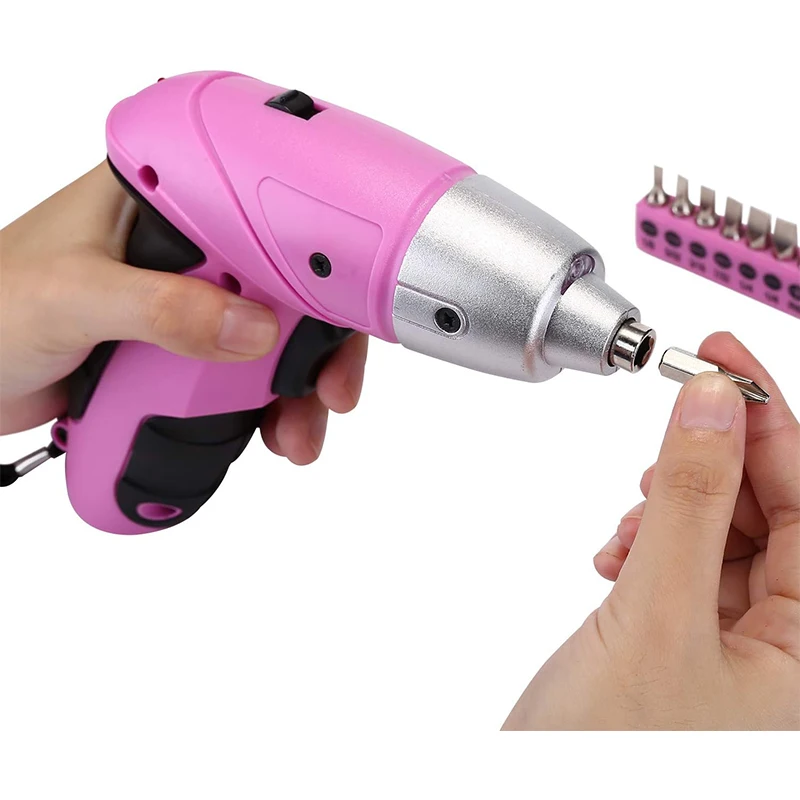 مجموعة أدوات DEKO DKMT98-GP باللون الوردي مكونة من 98 قطعة أداة يدوية منزلية عامة ومجموعة النجارة مع حقيبة تخزين صندوق الأدوات البلاستيكية