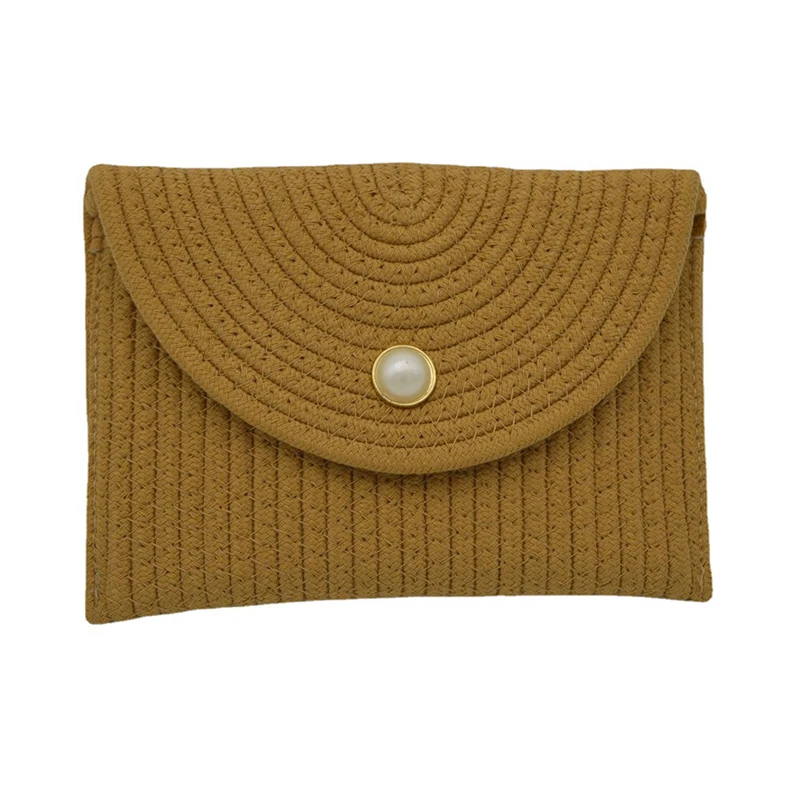 2023 New Women'S Pearl Accessories Cotton Rope Fashion Casual Woven Envelope Bag Shoulder Diagonal Beach Bag