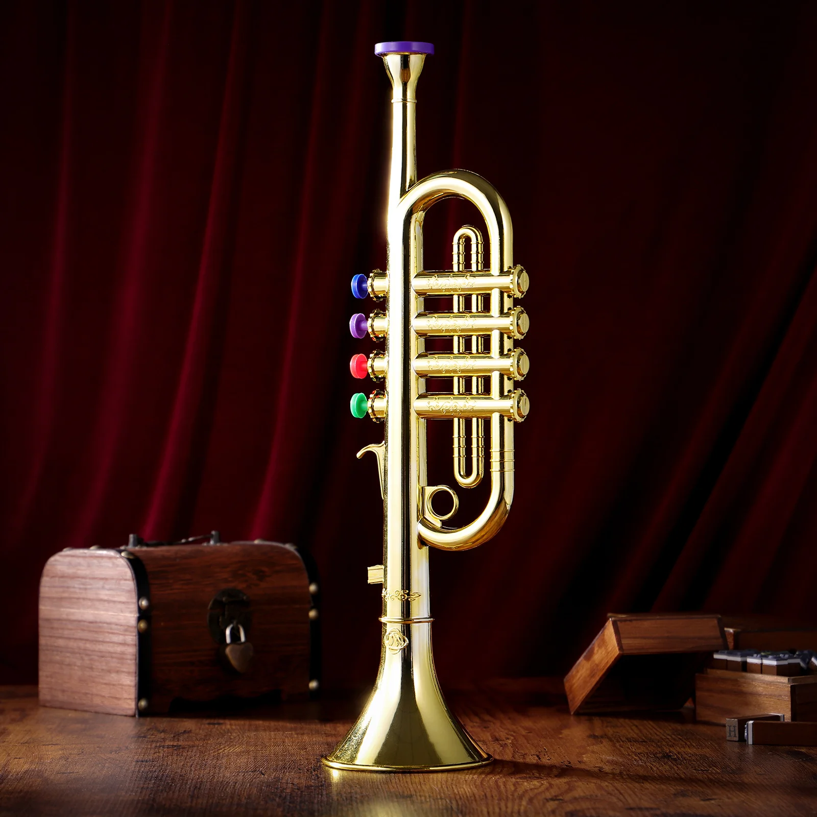 Trompeta de juguete para niños, instrumento Musical de plástico para niños pequeños, juego de sonido, trompeta, juguete musical de mano para diversión de Aprendizaje Temprano