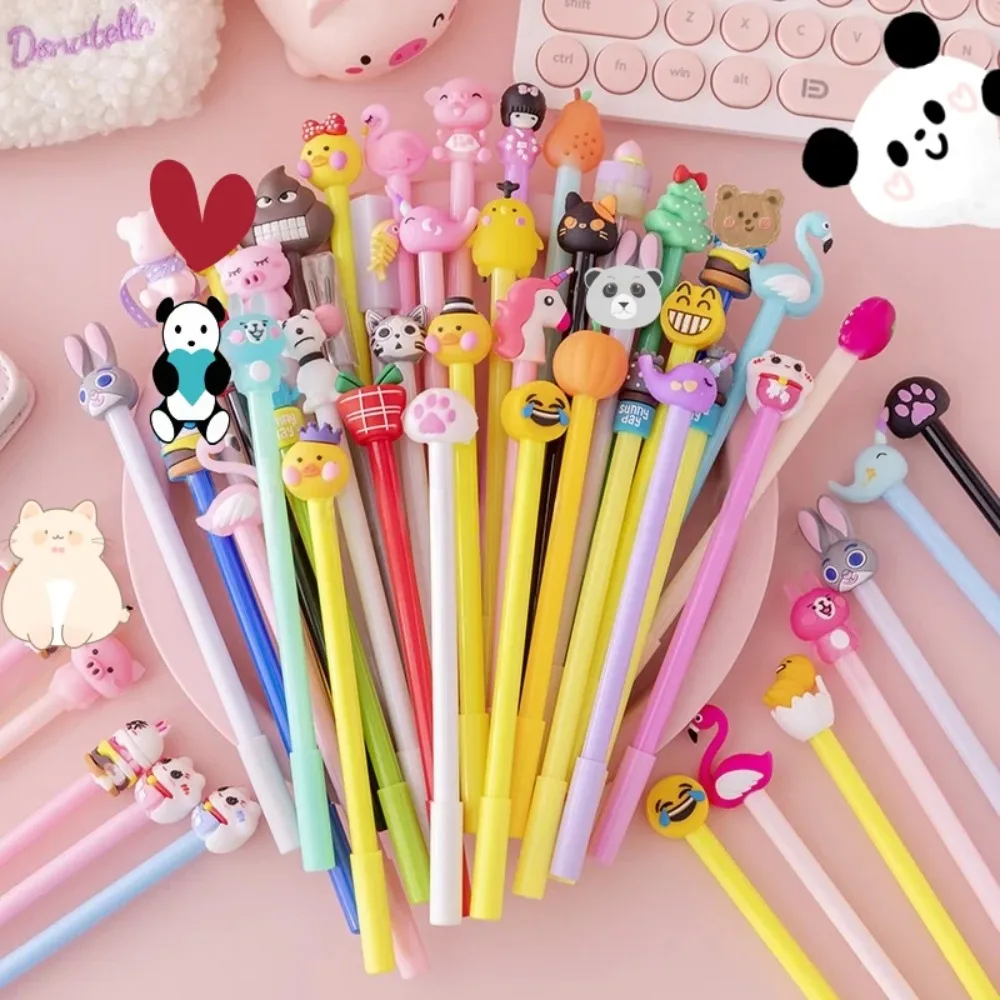 

5 шт., гелевая ручка с рисунком 0,5 мм, черные чернила, канцелярские принадлежности для письма, школьные и офисные, нейтральные ручки с случайным узором, канцелярские принадлежности, школьные принадлежности