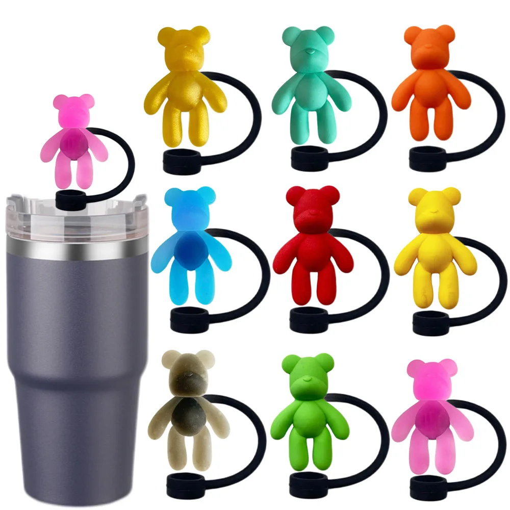 

MINISO straw topper Disney little bear Silicone Straw Tip Splash Proof Drinking stanley cup Accessories For 10mm Charm straw cap