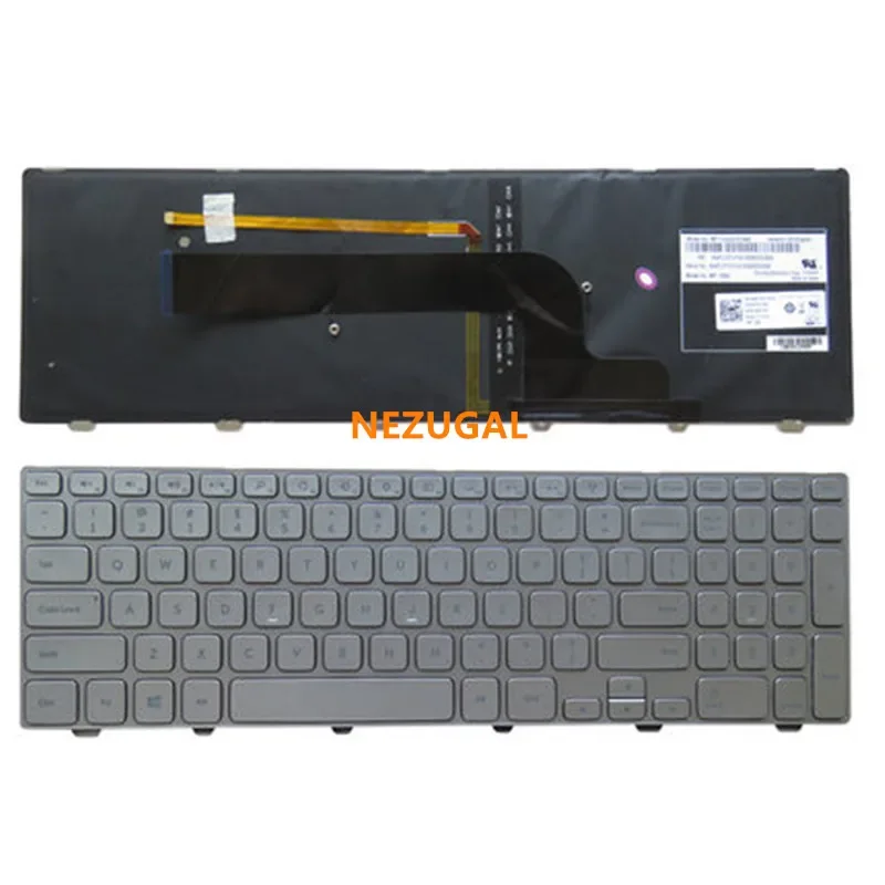 

US Laptop Keyboard English for Dell Inspiron 15 7537 7000 P36F Keyboard with backlight silver 15-7000 Series
