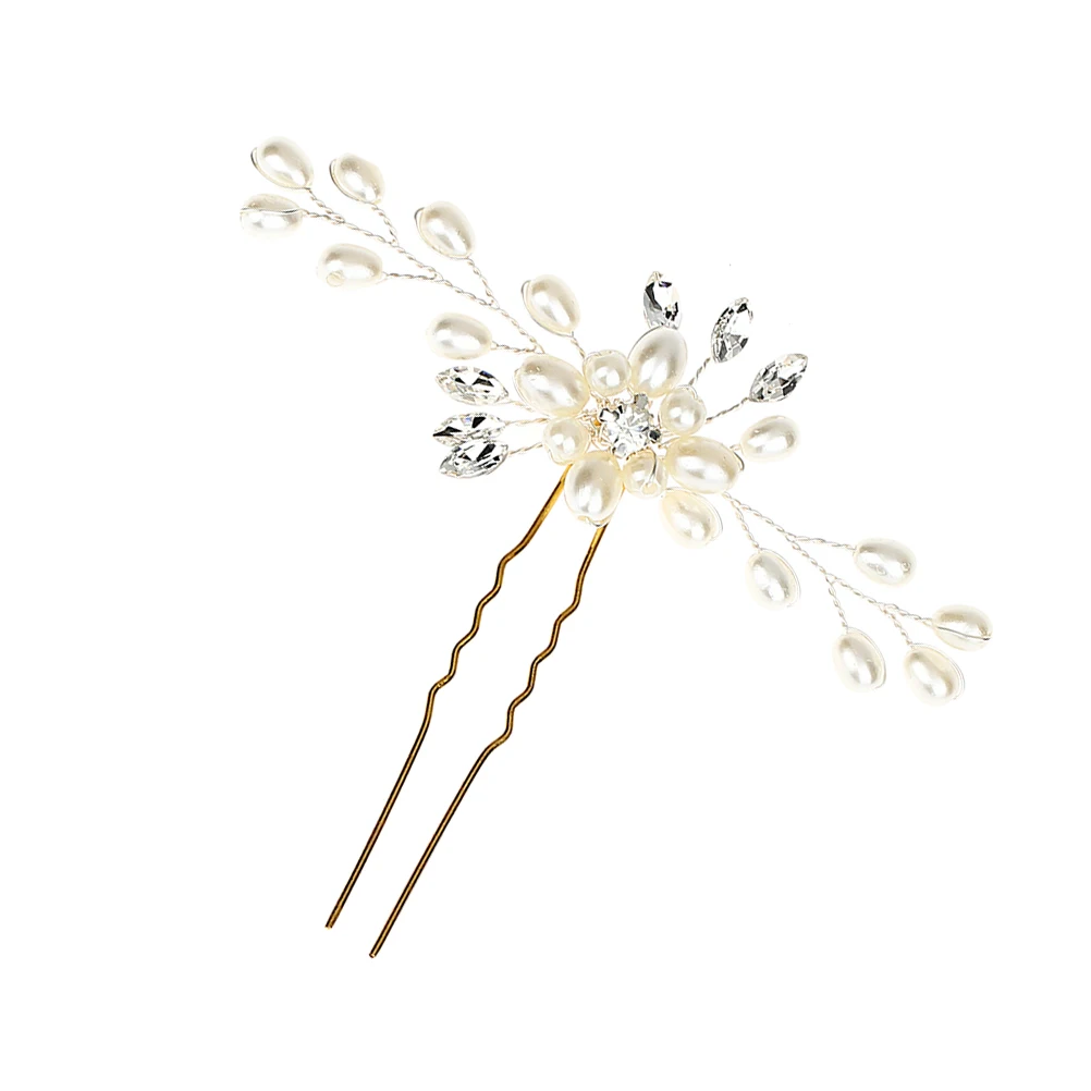 

Crystal Pearl Hairpin 3 Pcs Wedding Bridal U Shaped Rhinestone Pins for Bride Elegant Charm Grace Occasions Accessories