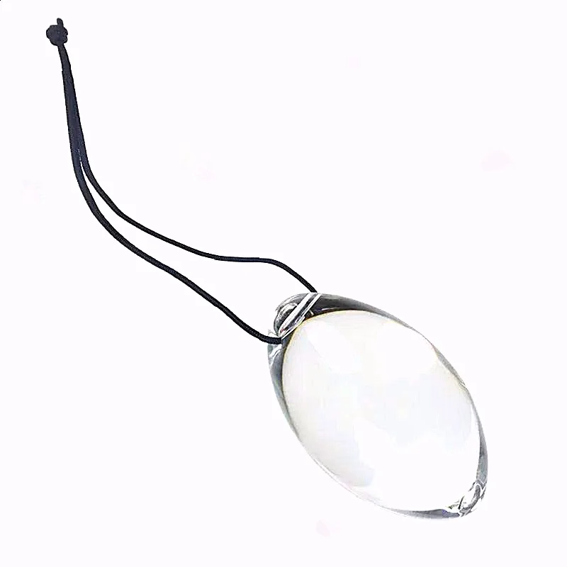 Tapón Anal de cristal pulido transparente con forma ovalada única y diseño de cuerda para estimulación Anal del punto G, juguetes para adultos, mujeres y hombres