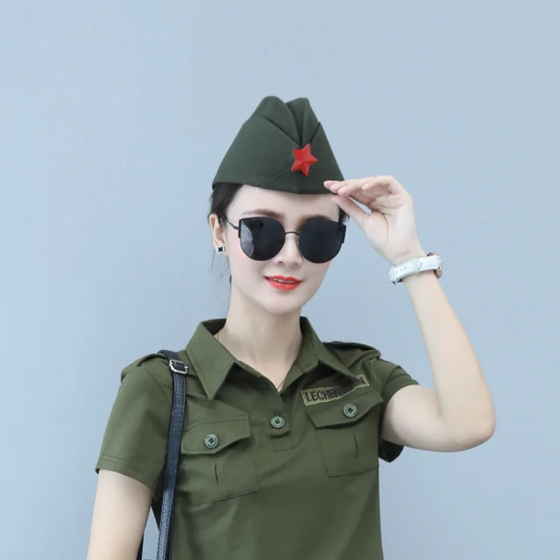 Performance Garrison Cap Canvas Sailor Dance Boat Hat Russian Role-play Star Side Cap for Party Cosplay Performance