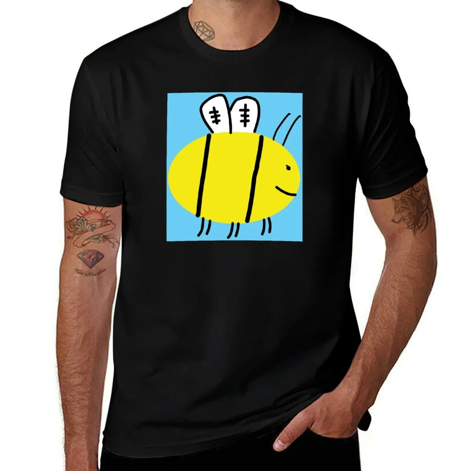 Happy bee with background T-Shirt Novelty Graphic Tee Shirt