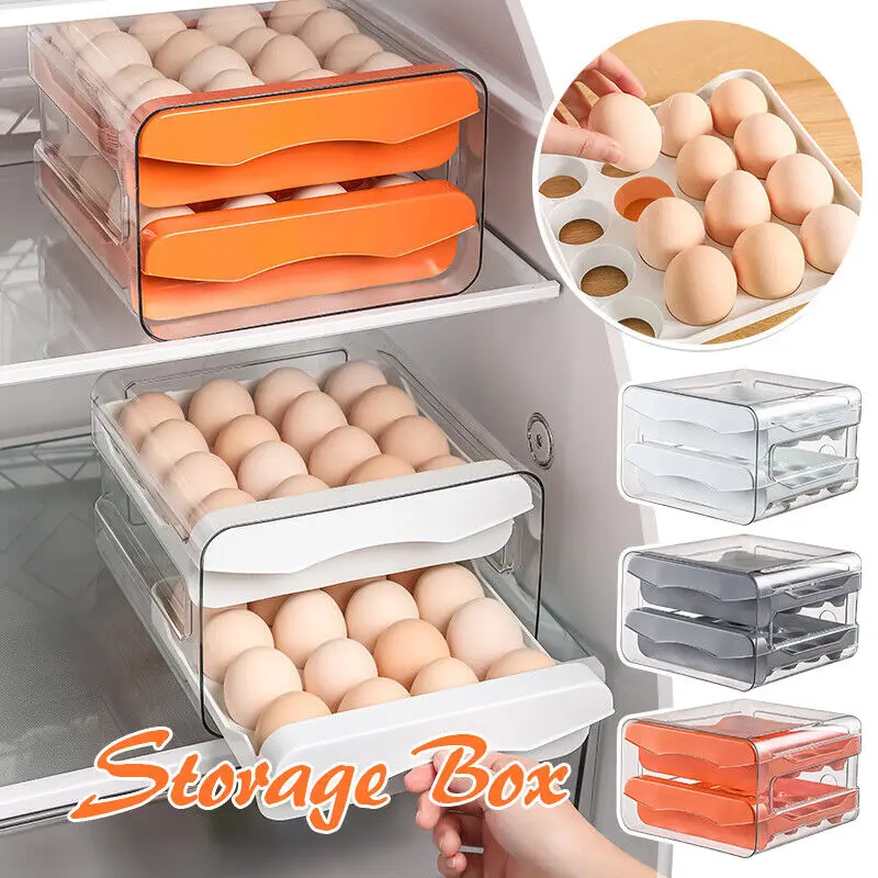 New Egg Rack Holder Storage Box Egg Container Refrigerator Double-layer Egg Shelf Egg Basket Container Organizer Kitchen Storage