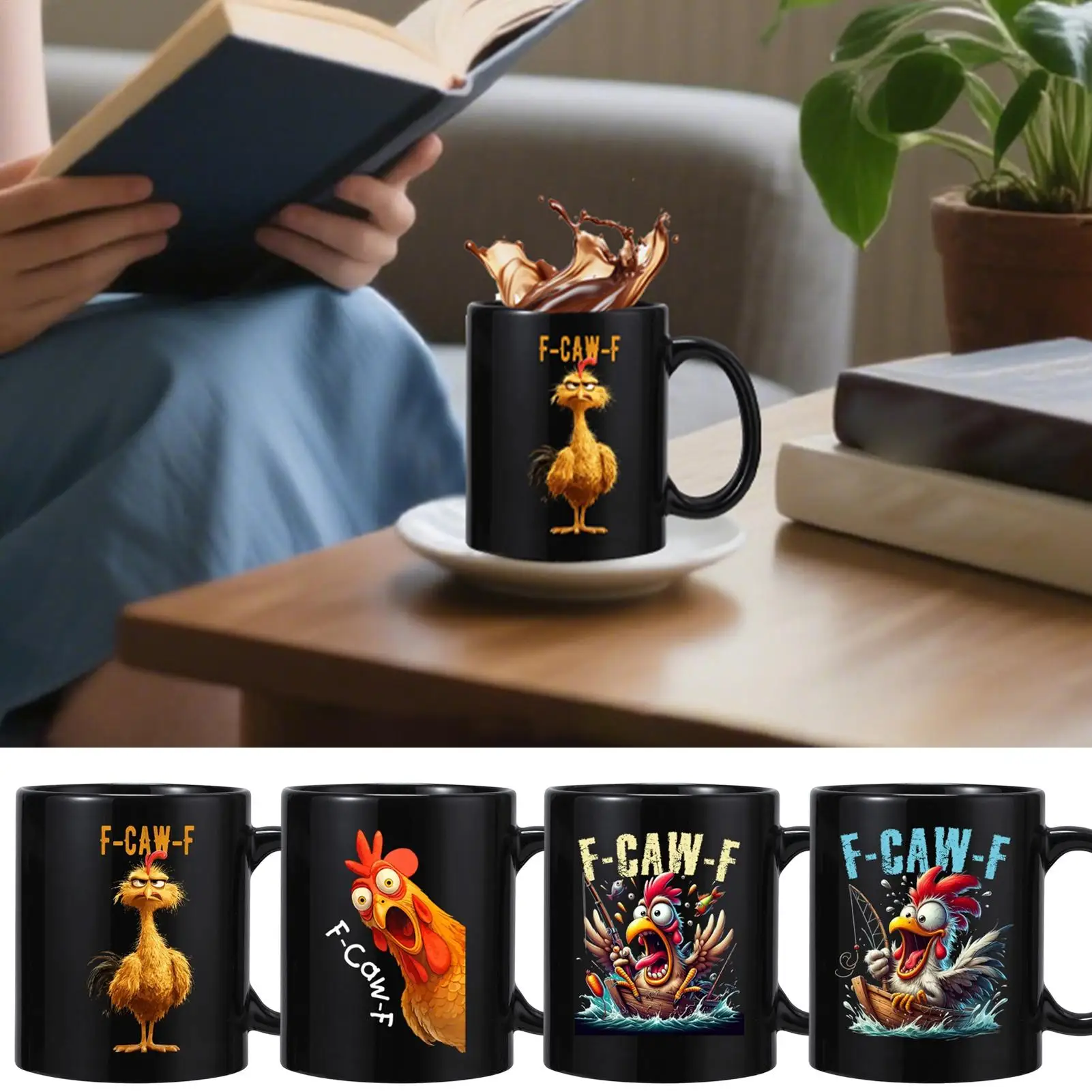 Ceramic Mug Funny 12 Oz Ceramic Chicken Cup Rooster Tea Mug for Coworkers Women Tea Work Coffee Milk Hot Cocoa Beverage Birthday