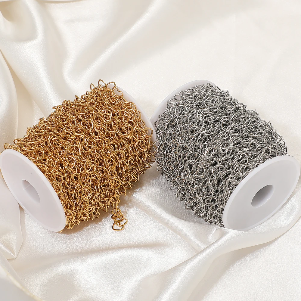 1 Meter Edelstahl-Herz-Handgefertigte Ketten, Körperkette für DIY-Schmuck, Halsketten, Armbänder, Ohrringe, Bastelzubehör für Frauen – Detail 5