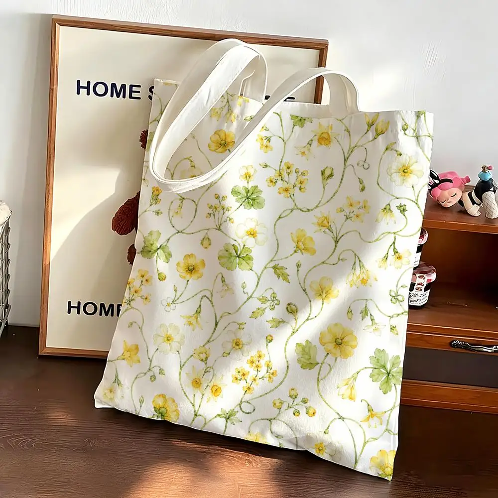 Watercolor vines and flowers Storage Bags Canvas bags are suitable for going to class, shopping, gifts, and commuting