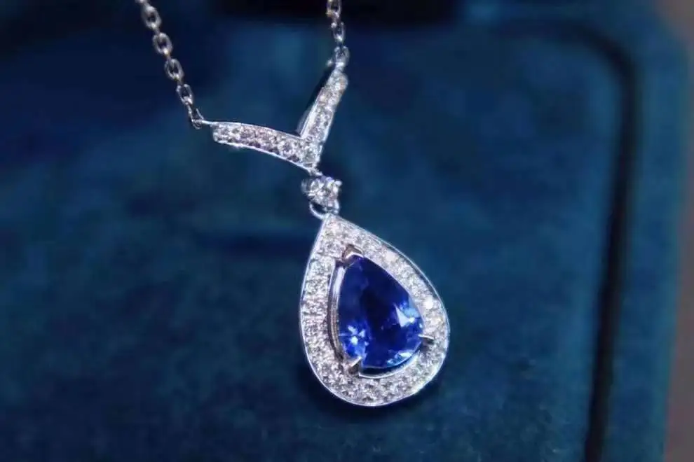 Classic Sapphire Necklace Natural Real Sapphire 925 Sterling Silver Women Pendant necklace Fine Jewelry