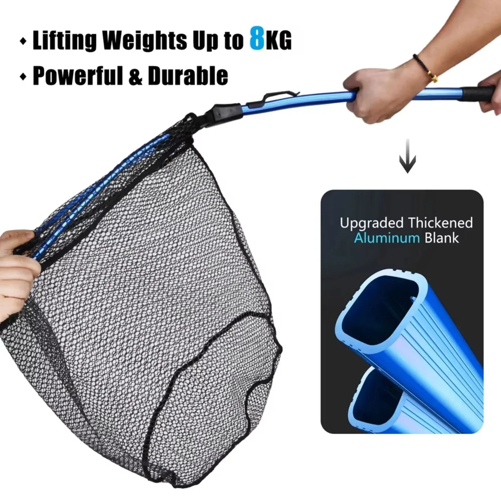 Goture Telescopic Fishing Landing Net 1.02M 1.65M 2.2M , Rubber Mesh Design,Folding Easy To Catch Safe Catching Releasing - view 4
