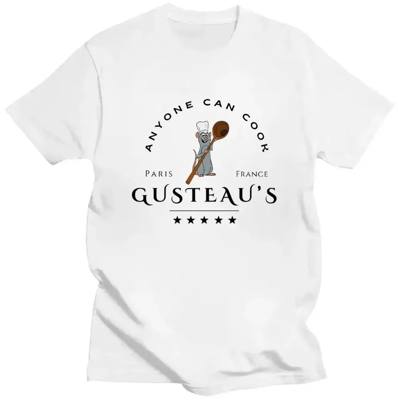 Ratatouille Shirt Chef Remy Cotton T-Shirt Pixar Rat King Anyone Can Cook Y2K Top Remy Gusteau\'s Cute Mouse Damska koszulka z nadrukiem