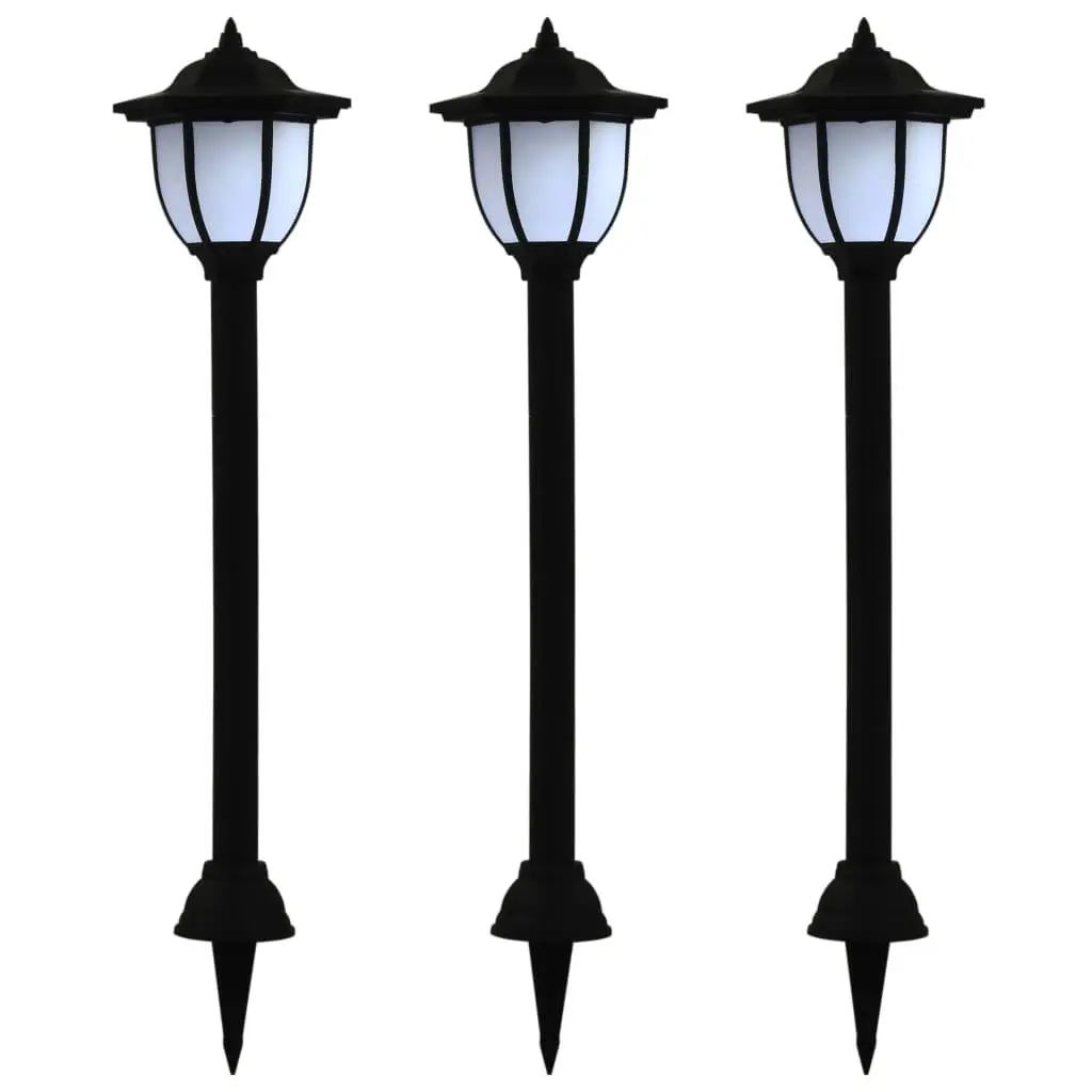 Set of 3 Outdoor Solar Lamps - Premium Black Finish for Garden & Patio Lighting