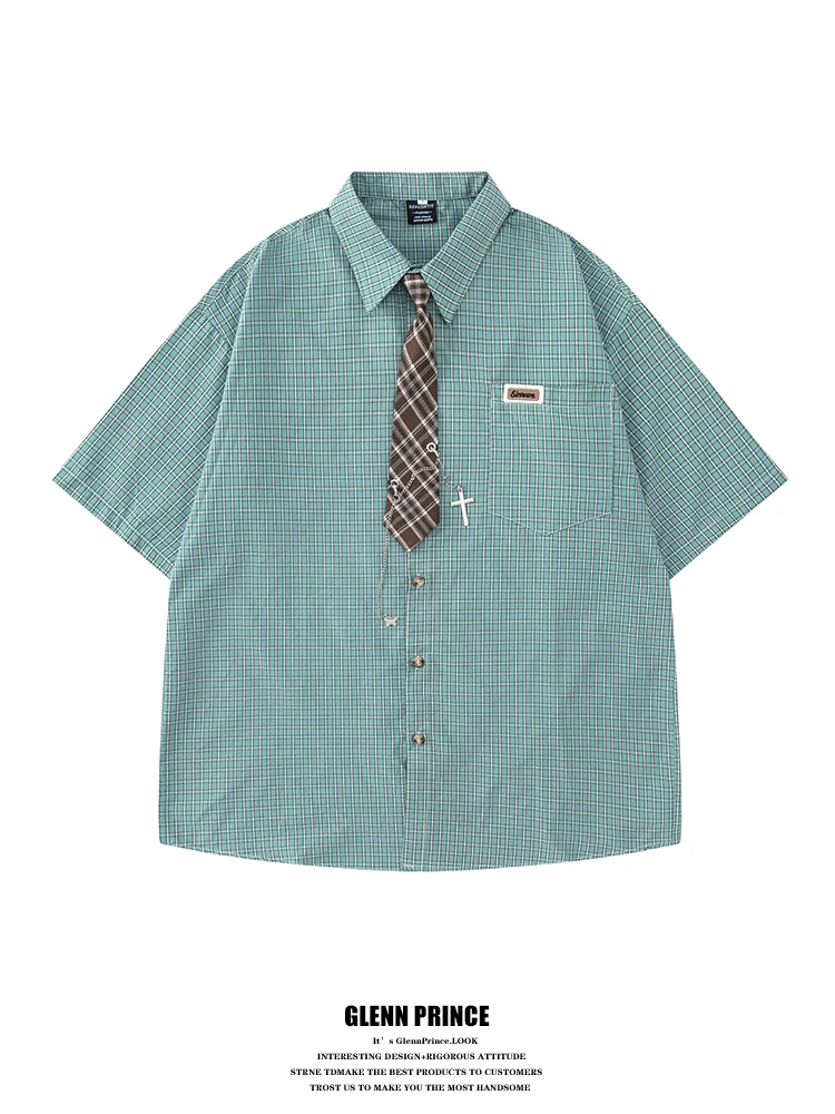 

Повседневная мужская рубашка Dopane с коротким рукавом, летняя, универсальная, для отдыха, для пар, дышащая, из смеси хлопка и полиэстера