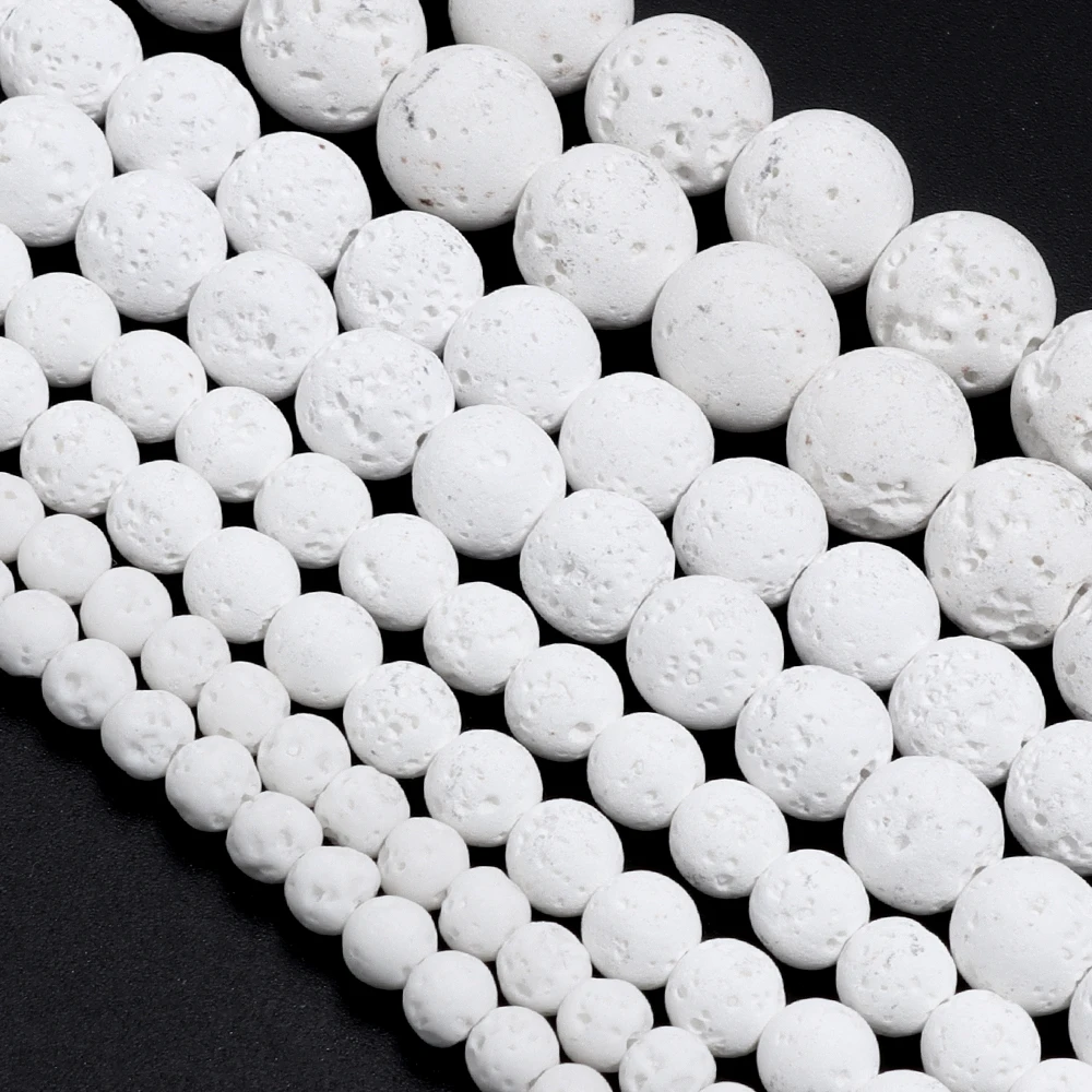 4 6 8 10mm Natural White Volcanic Lava Stone Beads Round Rock Loose Beads For Jewelry Making DIY Necklace Bracelet Accessories view 5
