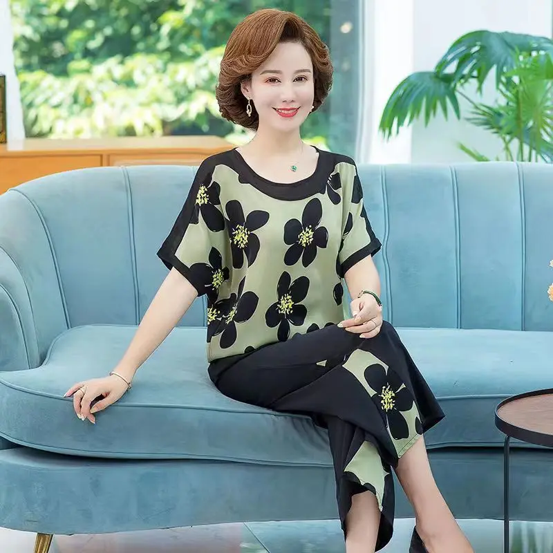 

Chiffon Top Middle-aged Fashionable Rich Lady Short-sleeved T-shirt