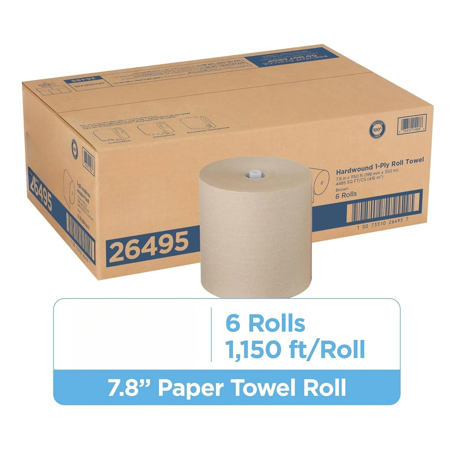 

Blue Ultra 8" High-Capacity Recycled Paper Towel Rolls by GP PRO (Georgia-Pacific), Brown, 26495, 1,150 Linear Feet Per Roll,Hot