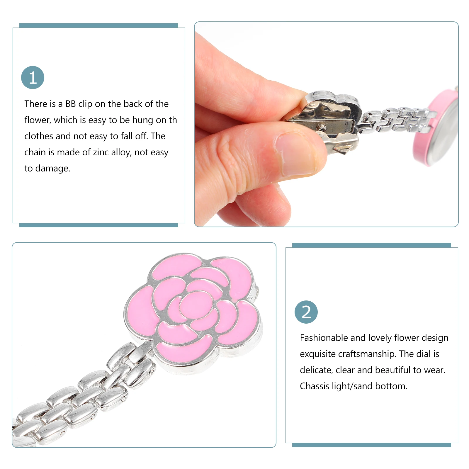 

Nurses Pocket Watch Small Quartz Watches for Women Pink Lapel Student Hanging Accessories Nurse Flower Brooch Timepiece
