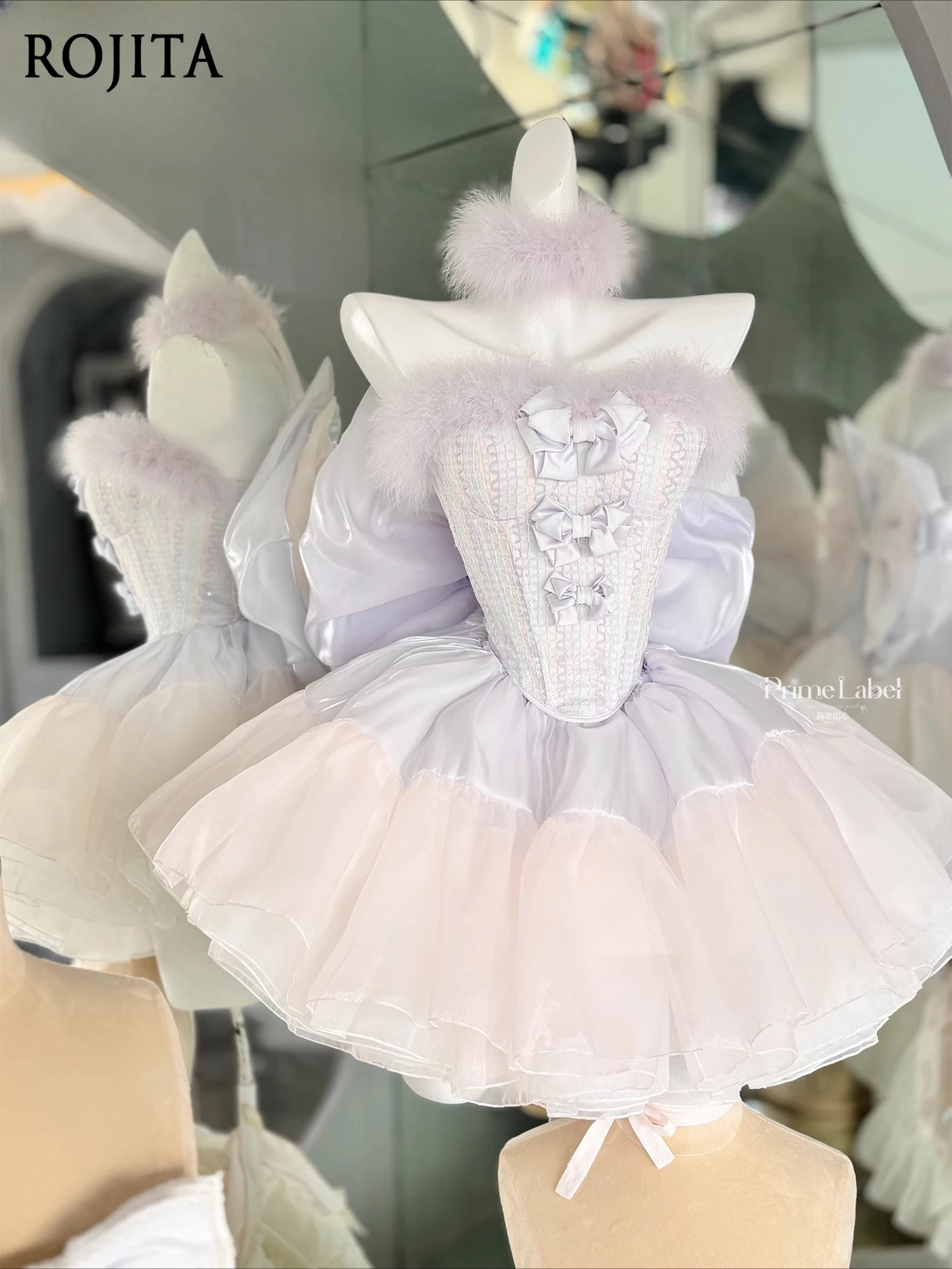 

Pink and Purple Feather Suit Women Outfits Slim Fit Sleeveless Top and Skirt Two-piece Sets Autumn Winter