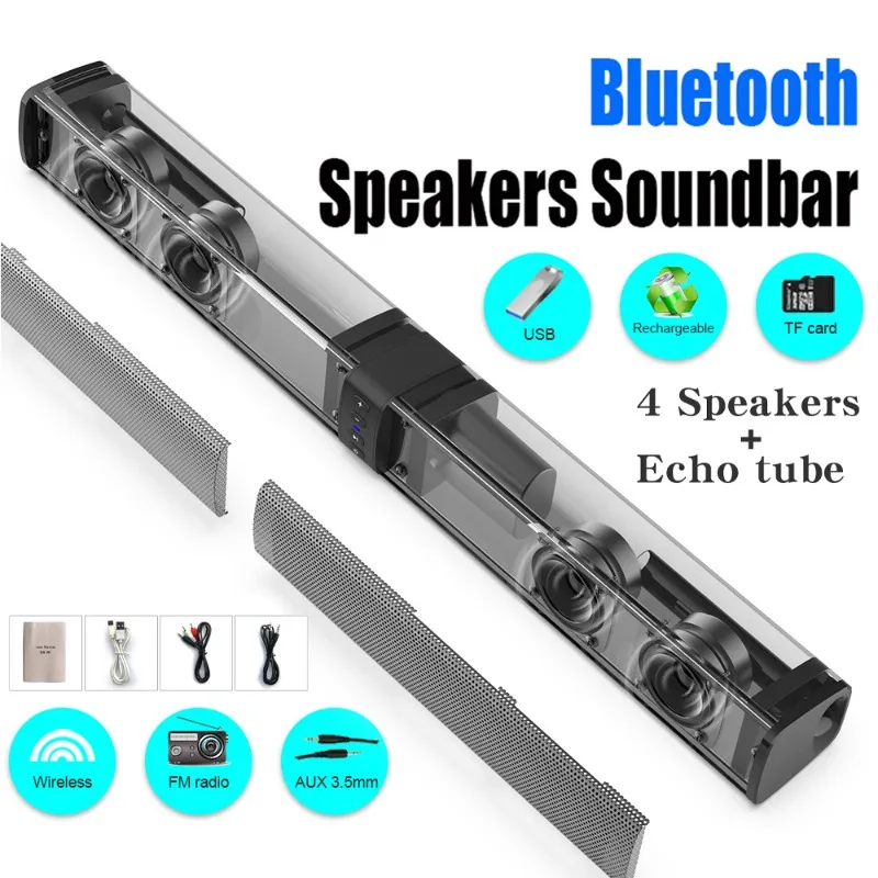 Separable Soundbar for TV with Subwoofer 360° Surround Stereo Wireless Soundbox Home Sound System TF Card AUX FM Radio Sound Bar