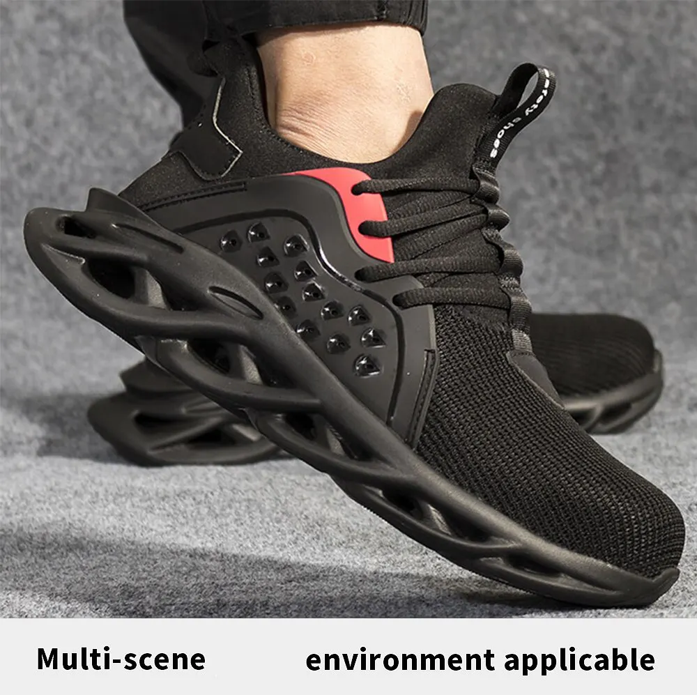 Quality Safety Shoes Men Rotary Buckle Work Shoes Air Cushion Indestructible Sneakers Puncture-Proof Security Boots Protective