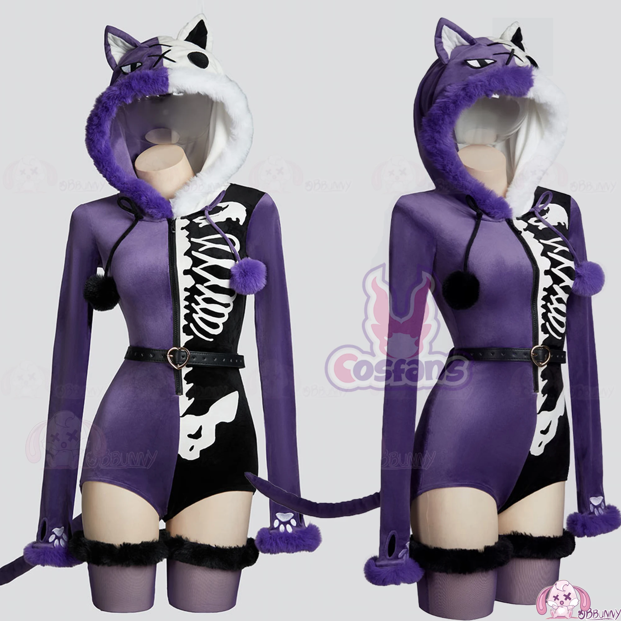 

Panty&Stocking With Garterbelt Stocking Costume Women Sexy Hooded Bodysuit Suit Bunny Girl Plush Pajamas Kawaii Jumpsuit Uniform