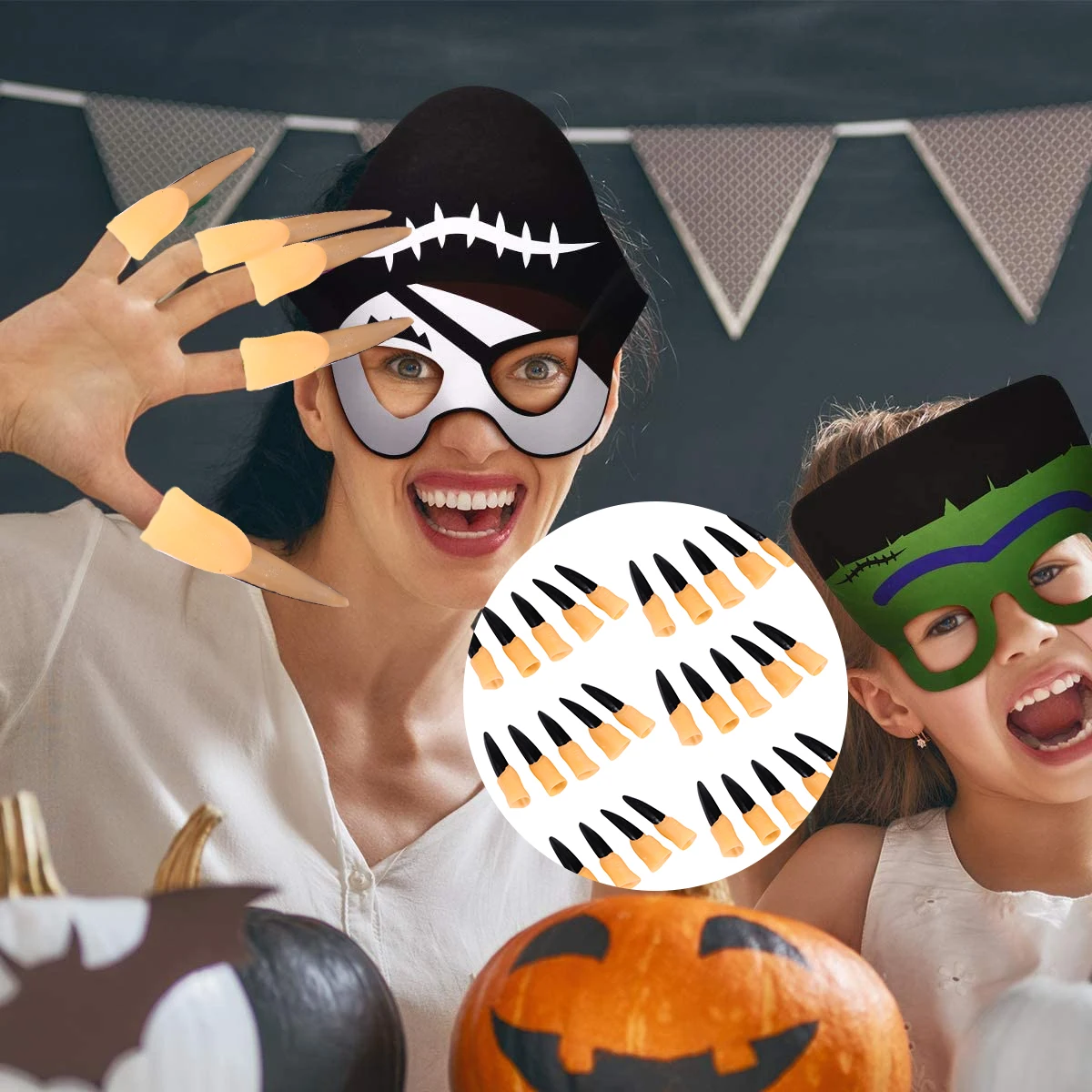 

30 Pcs Fake Finger Cot Halloween Costumes Creepy Nails Gothic Claws Rubber Plastic Fingers Vampire Man Long Horror