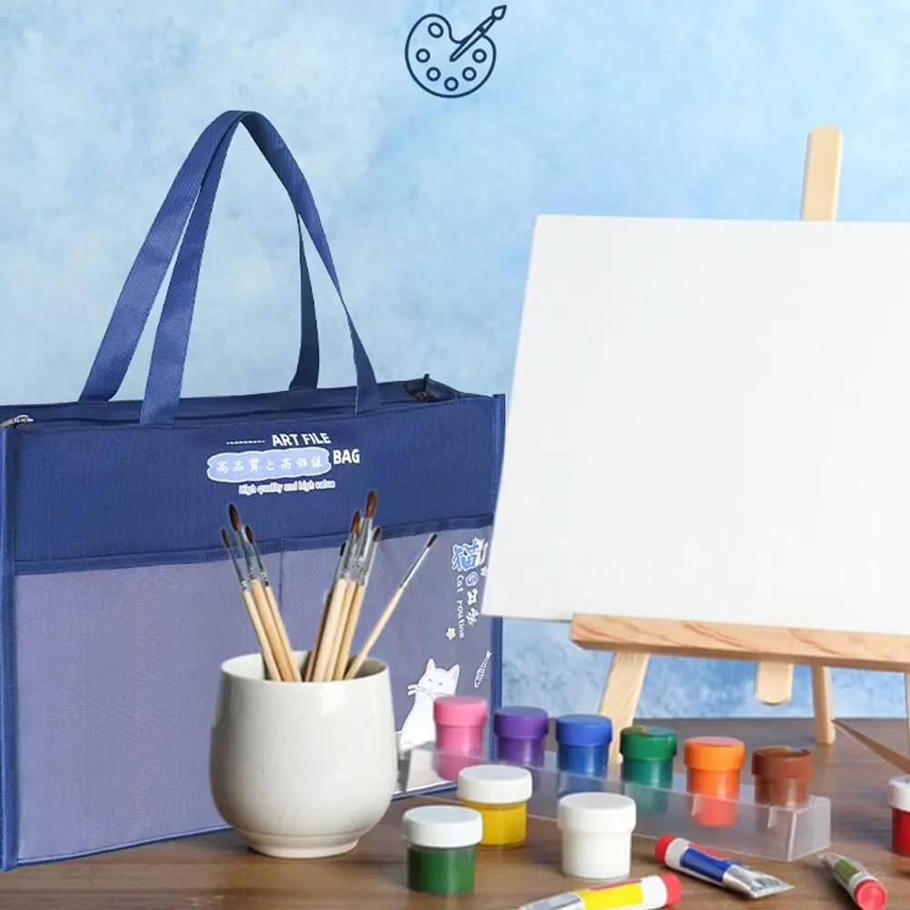 

New A3 Document Bag Portable Multifunctional Zipper Pouch Bag Large-capacity with Handle File Organizer Office Student Supplies