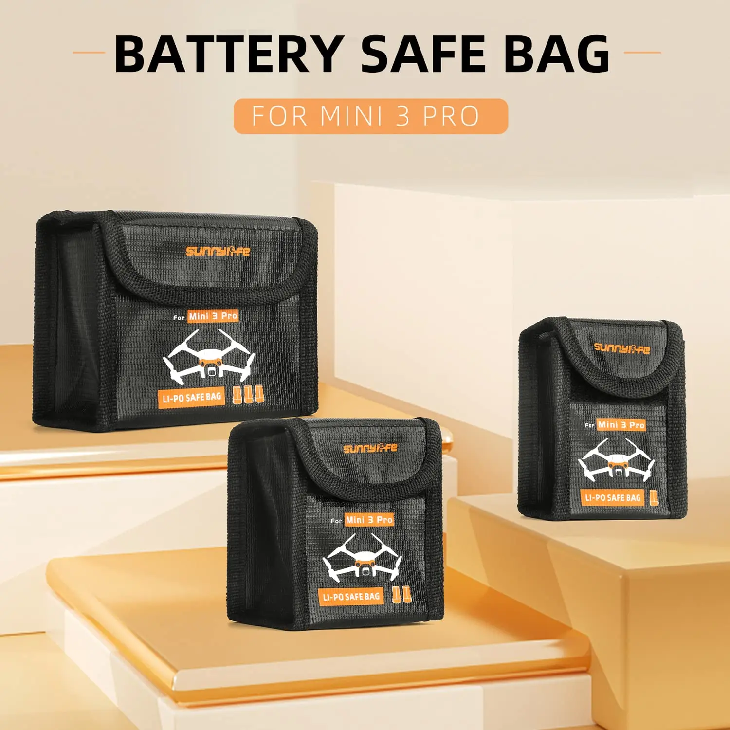 Lipo Battery Safe Bag Fireproof Safety Charging Storage Bag Compatible with DJI Mini 3/3 Pro RC Drone for 3pcs Batteries