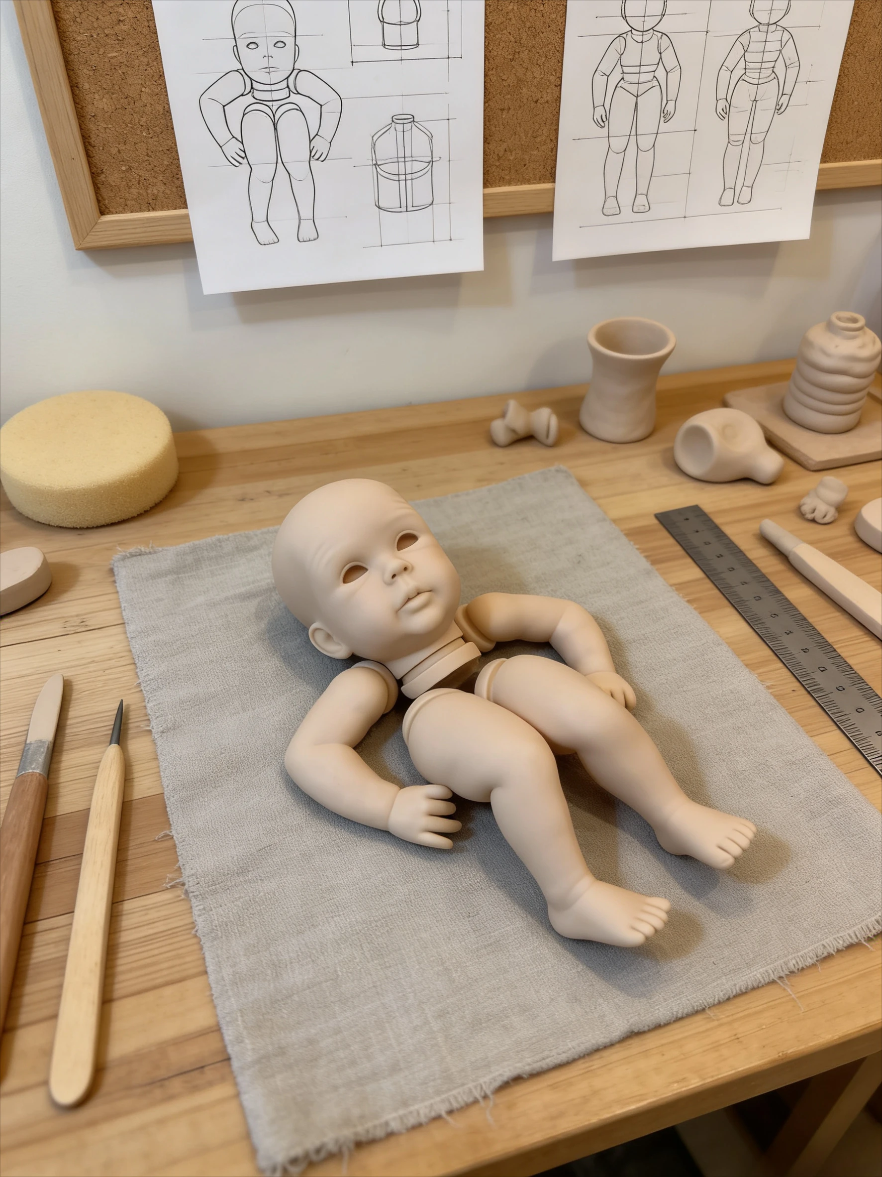 ชุดตุ๊กตาโรแบร์โตแบบ DIY ขนาด 19 นิ้ว ชุดตุ๊กตาเปล่าพร้อมตัวผ้าและดวงตา ยังไม่เสร็จ ยังไม่ได้ลงสี สำหรับนักสะสม ทำตุ๊กตาเด็ก