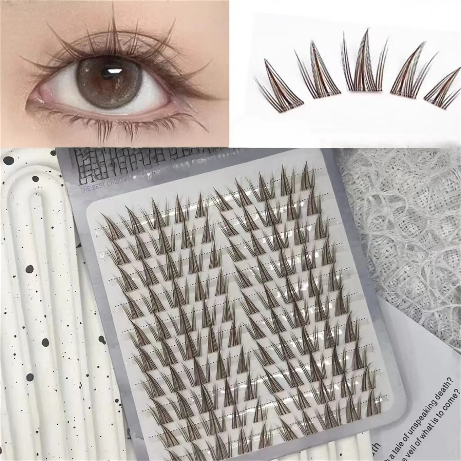 Cílios postiços marrons 11-13mm comprimento misto natural com faixa flexível para mulheres diariamente e maquiagem de fantasia