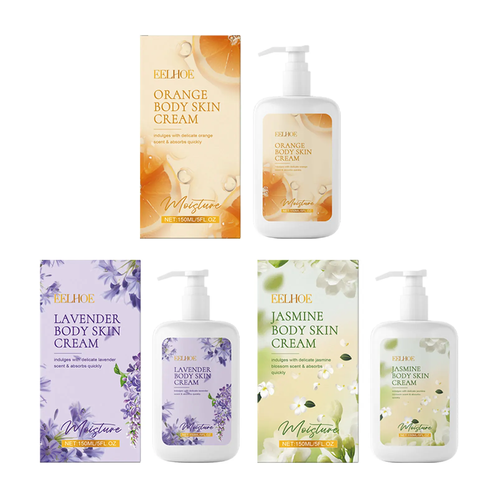 Jasmine Lavender Orange Body Lotion Smooth Skin Moisturizing Dull Skin Chicken Skin Melanin Remover Brightening Body Cream 150ml