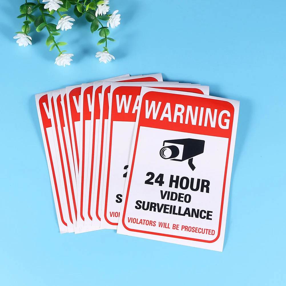 

50 Pcs Warning Stickers for Cars 24 Hour Video Surveillance Sign School Adhesive Wall