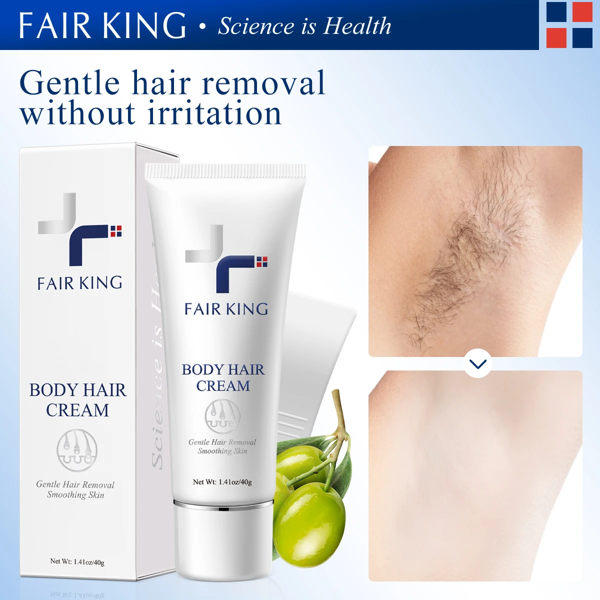 

FAIRKING Depilatory Cream Herbal Painless Hair Remover Cream For Removal Armpit Legs Hair Body Care Skin Care Men Women 40g