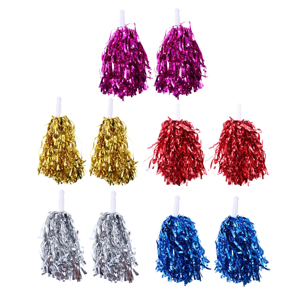 

10Pcs Sports Game Cheer Accessory Cheer Poms with Handle Glossy Finish Comfort Grip for Basketball Baseball Football Fan Support