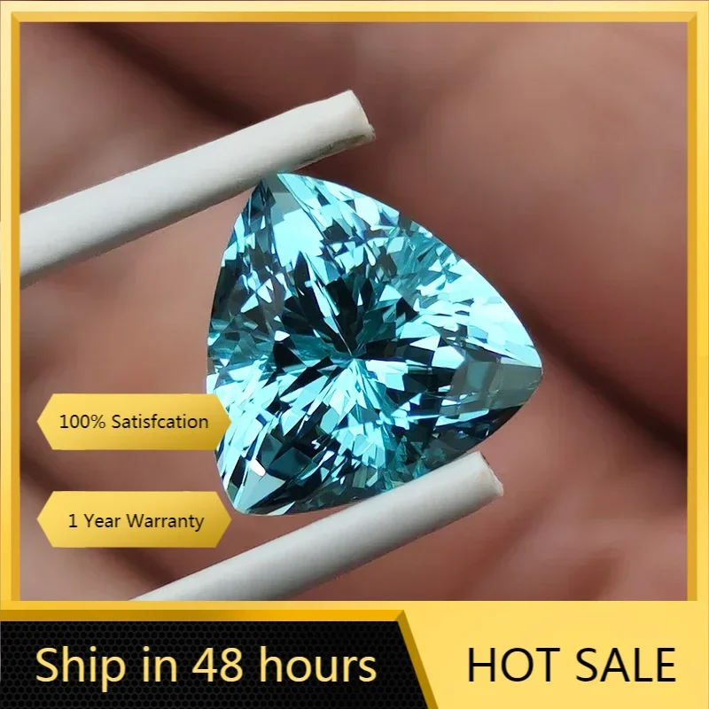

New Lab Grown Paraiba Fat Triangle Shape Gemstone for DIY Advanced Jewelry Making Inlay Ring Necklace Selectable AGL Certificate