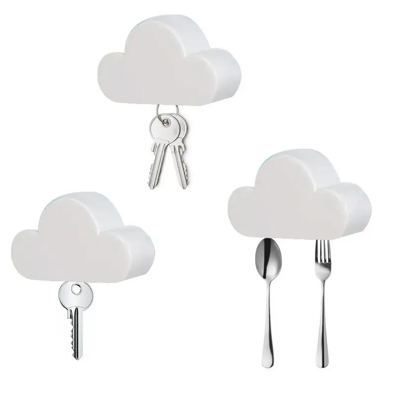 White Cloud Shape Key Holder  Storage Holder Hanger Magnetic Magnet Keychain Holder Wall Decor Gift Magnetic Hooks