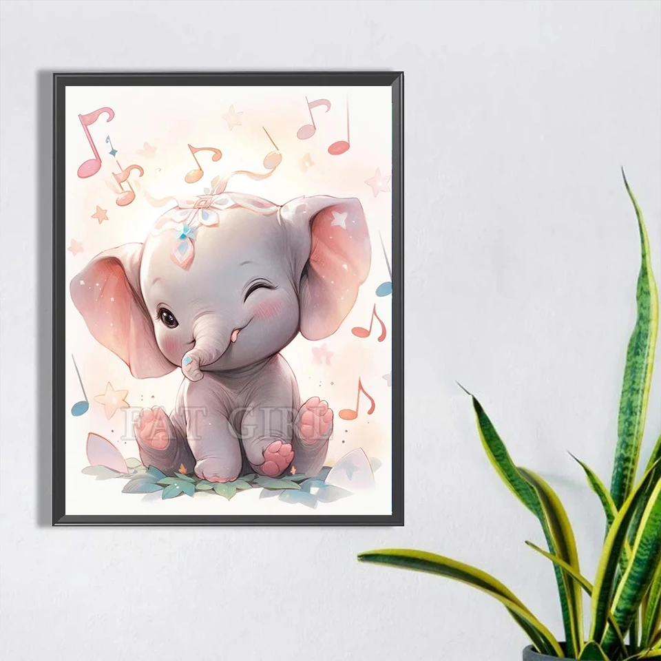 Diamond Embroidery Cartoon Elephant New Arrival Diamond Painting Lovely Animal Full Square Round Mosaic DIY Handmade Hobby D80