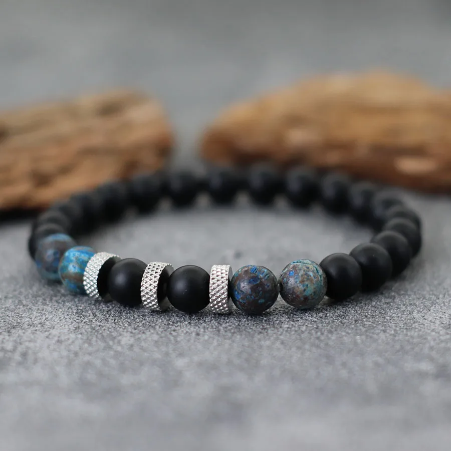 Stylish Natural Stone Bracelet Men Apparel Accessories 8mm Onyx Phoenix Tiger Eyes Energy Braslet Healing Casual Homme Pulseira