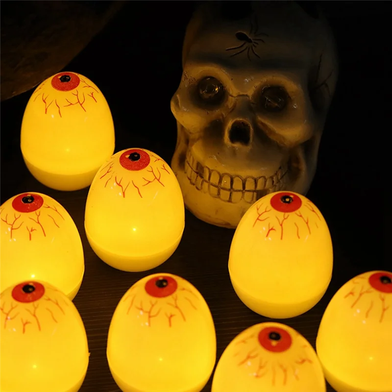 AT05-12Pcs enormes luces de fiesta de terror globo ocular LED globos oculares aterradores luz de vela operada por batería para decoraciones de fiesta de Halloween